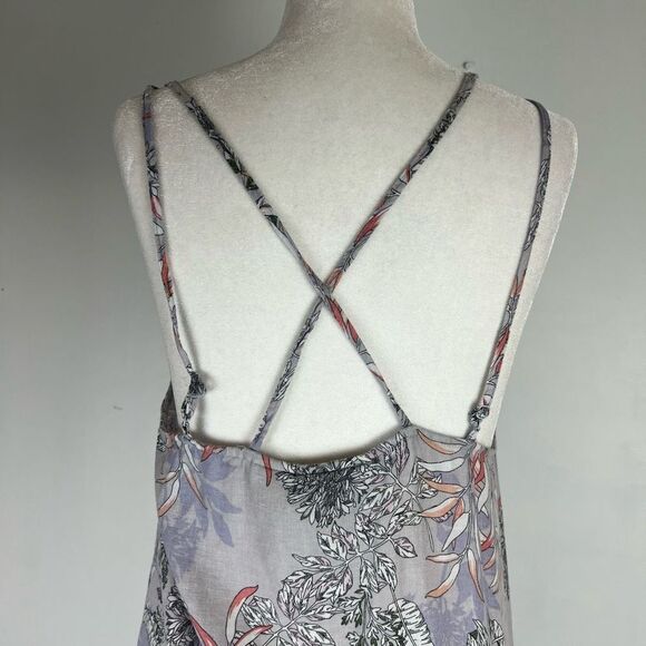 Cynthia Rowley Women's Purple Floral Linen Blend Handkerchief Hem Midi Dress S - Picture 5 of 16